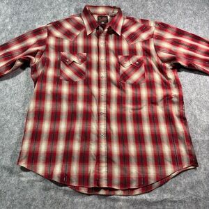 Plains Mens Multicolor Vintage Long Sleeve Pearl Snap Button Down Shirt SZ‎ XL